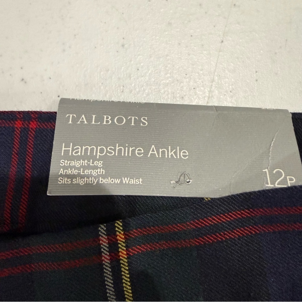 NWT Talbots Plaid Hampshire Ankle Pants Green & Navy Women’s Size 12P - Picture 5 of 16